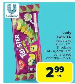 Carrefour Lody TWISTER na patyku 70-80ml Unilever oferta