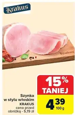 Carrefour Szynka w stylu włoskim KRAKUS 100g oferta