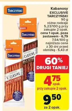 Carrefour Kabanosy EXCLUSIVE TARCZYŃSKI 90g spicy chicken Tarczyński oferta