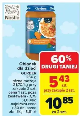 Carrefour Obiadek dla dzieci Gerber różne rodzaje 250g oferta