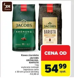Carrefour Kawa ziarnista jacobs krönung, barista oferta