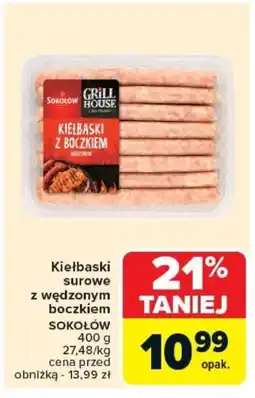 Carrefour Kiełbaski surowe z wędzonym boczkiem sokołów oferta