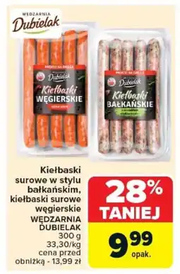 Carrefour Kiełbaski surowe w stylu bałkańskim wędzarnia dubielak oferta