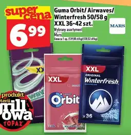 Topaz Guma Orbit/Airwaves/Winterfresh 50/58 g XXL 36-42 szt. Mars oferta
