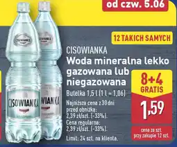 ALDI Cisowianka woda mineralna lekko gazowana lub niegazowana oferta