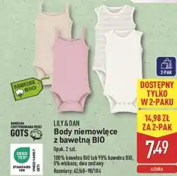 ALDI Body niemowlęce z bawełny bio 62/68-98/104 Lily & Dan oferta