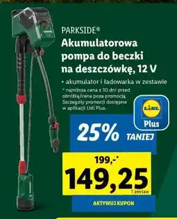 Lidl PARKSIDE Akumulatorowa pompa do beczki na deszczówkę, 12 V oferta