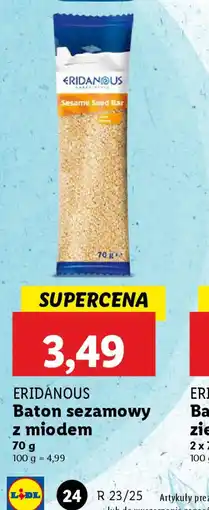 Lidl Baton sezamowy z miodem Eridanous oferta