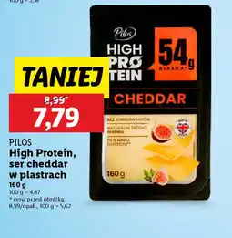Lidl Ser cheddar w plastrach Pilos High Protein oferta
