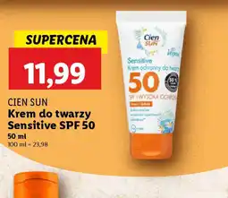 Lidl Cien Sun Krem do twarzy Sensitive SPF 50 oferta