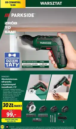 Lidl Wkrętak akumulatorowy 4v + nasadki bity przedłużenie Parkside oferta