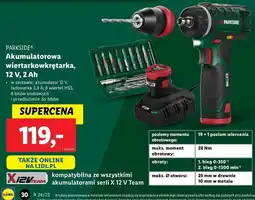 Lidl Wiertarko-wkrętarka akumulatorowa 12v Parkside oferta