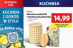 Lidl Pojemnik metalowy z bambusową pokrywką Wenko oferta