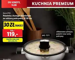 Lidl Patelnia aluminiowa ze szklaną pokrywka 28 cm 3.5 l Masterpro oferta
