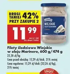 Biedronka Filety śledziowe wiejskie w oleju Marinero oferta