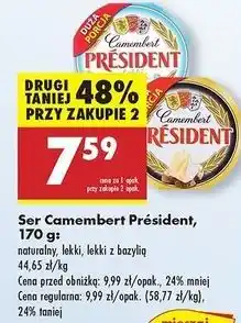 Biedronka Ser camembert lekki President oferta
