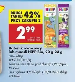Biedronka Baton jabłka-wanilia z maślanymi ciasteczkami bio Hipp Owocowy Przyjaciel oferta