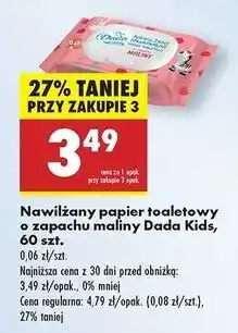 Biedronka Papier toaletowy nawilżany malina Dada oferta