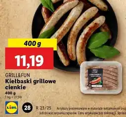 Lidl Kiełbaski grillowe cienkie Grill And Fun oferta