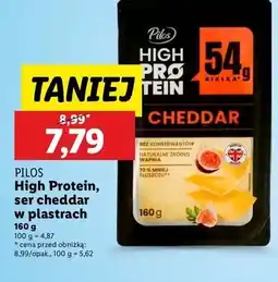 Lidl Ser cheddar plastry Pilos High Protein oferta
