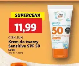 Lidl Krem do twarzy sensitive spf 50 Cien Sun oferta