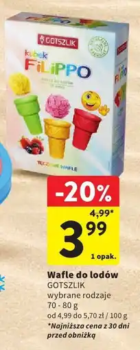 Intermarche Wafle do lodów GOTSZLIK wybrane rodzaje 70-80g oferta