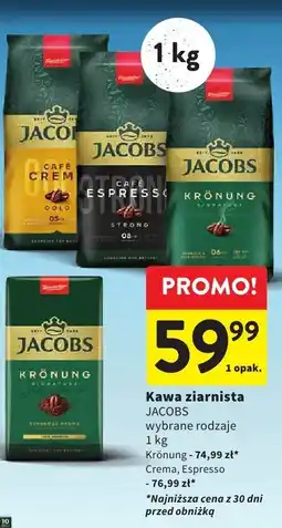 Intermarche Kawa ziarnista JACOBS wybrane rodzaje 1 kg oferta