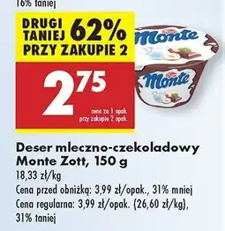 Biedronka Deser mleczno-czekoladowy z orzechami Zott monte oferta
