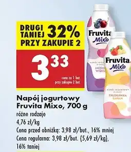 Biedronka Napój jogurtowy truskawka banan Fruvita mixo oferta