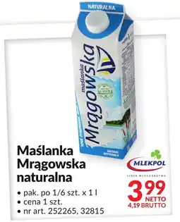 Makro Maślanka Mrągowska naturalna 1l Mlekpol oferta