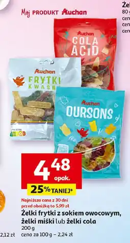 Auchan Żelki frytki z sokiem owocowym Auchan różnorodne (logo czerwone) oferta