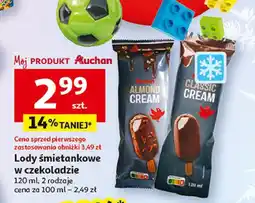 Auchan Lody waniliowe w czekoladzie mlecznej z migdałami Auchan oferta