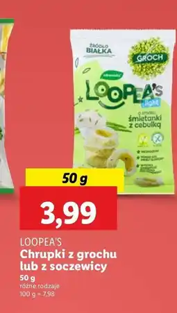Lidl Chrupki z grochu o smaki śmietanki z cebulką Loopea's oferta