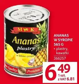 Selgros Ananas w syropie plastry 565g MK oferta