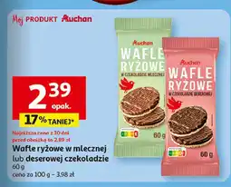Auchan Wafle ryżowe w czekoladzie mlecznej Auchan różnorodne (logo czerwone) oferta