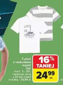Carrefour T-shirt męski z nadrukiem s-3xl Tex oferta