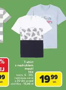 Carrefour T-shirt męski z nadrukiem s-3xl Tex oferta