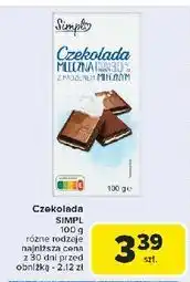 Carrefour Czekolada mleczna z nadzieniem mlecznym Simpl oferta