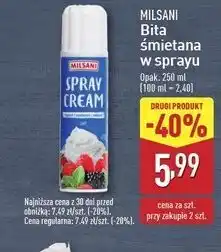 ALDI Bita śmietana w sprayu Milsani oferta