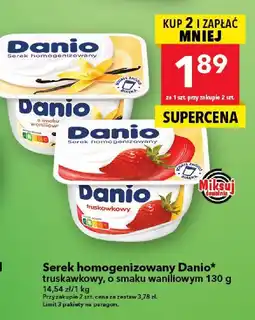 Lewiatan Serek homogenizowany Danio truskawkowy, o smaku waniliowym 130 g oferta
