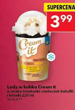 Lewiatan Lody w kubku Cream it o smaku śmietanki-ciasteczek-kukułki i krówki 220 ml oferta