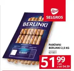 Selgros Parówki Berlinki 2,5 kg oferta