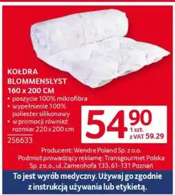 Selgros KOŁDRA BLOMMENSLYST 160 x 200 CM oferta