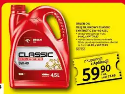 Selgros ORLEN OIL OLEJ SILNIKOWY CLASSIC SYNTHETIC 5W-40 4,5 L oferta