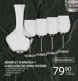 Selgros Komplet karafka + 4 kieliszki do wina Vivendi oferta