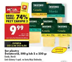 Biedronka Ser plastry Światowid, 500 g lub 2 x 250 g oferta