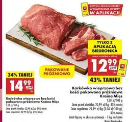 Biedronka Karkówka wieprzowa bez kości pakowana próżniowo Kraina Mięs oferta