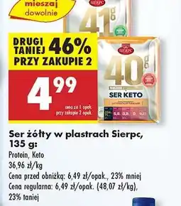 Biedronka Ser żółty w plastrach Sierpc, 135 g oferta