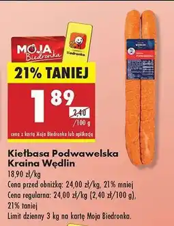 Biedronka Kiełbasa Podwawelska Kraina Wędlin oferta