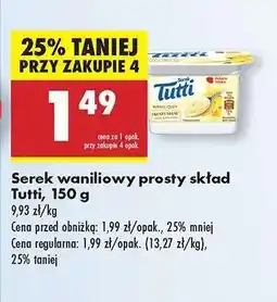 Biedronka Serek waniliowy prosty skład Tutti 150 g oferta